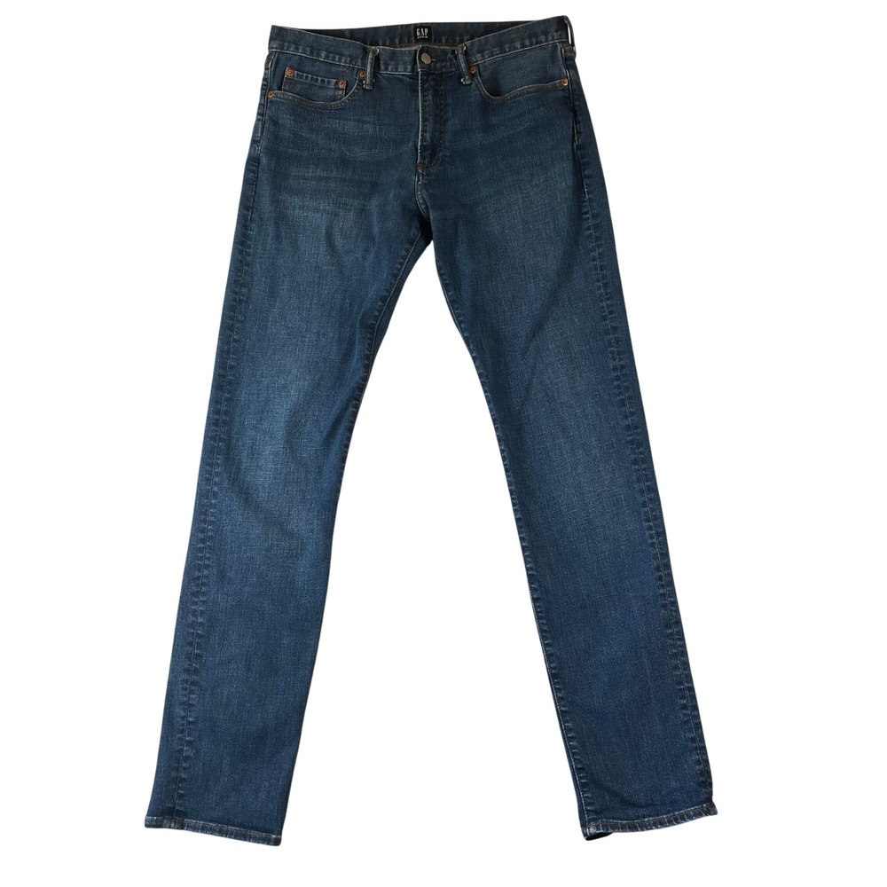 Gap Denim Jeans Men 34x36 (Fit 34x34) Slim Fit Dark Wash Stretch Cotton Blend